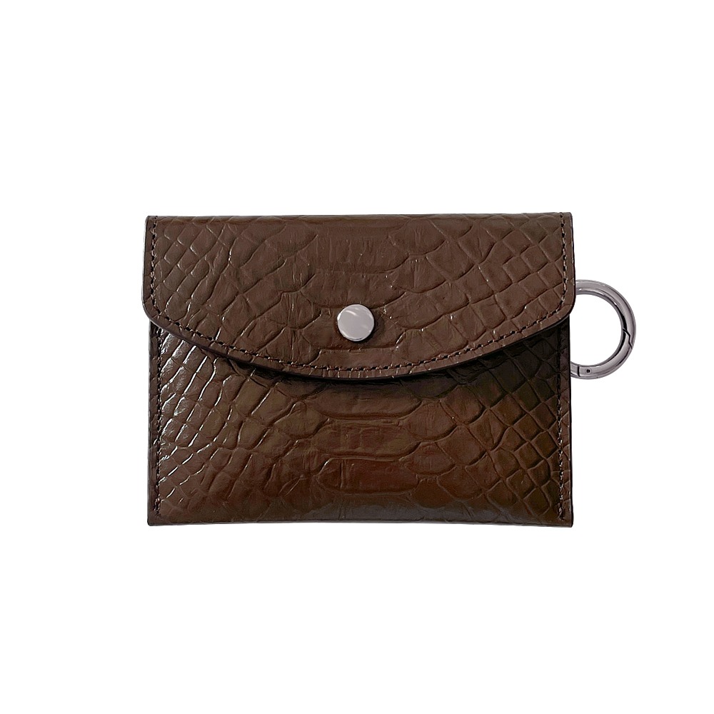 Classic card wallet - croc brown